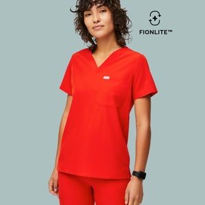 Figs Scrub Set Awesome Red Fionlite Catarina Top (S) Yola Pants (S/P)
